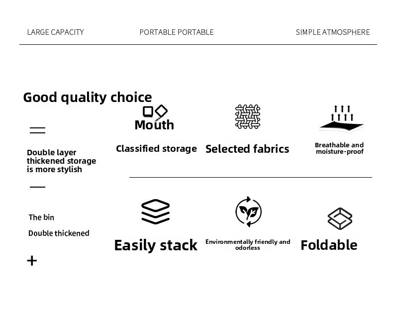 Foldable Storage Basket – 28L Stackable Fabric Bin For Clothes, Shoes & Toys (Black/Beige Stripes, Open-Top, Nordic Style)_voghion.com