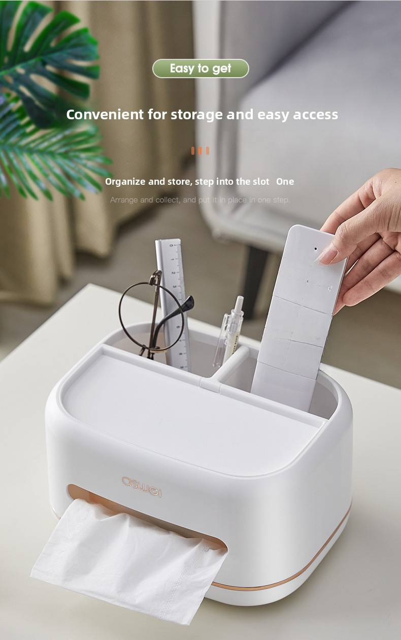 Hochwertige Mehrzweck-Taschentuchbox – Eleganter Schreibtisch-Organizer für Zuhause, Büro und Auto, für Taschentücher und kleine Utensilien (Luxusweiß/Luxusgrau)_voghion.com