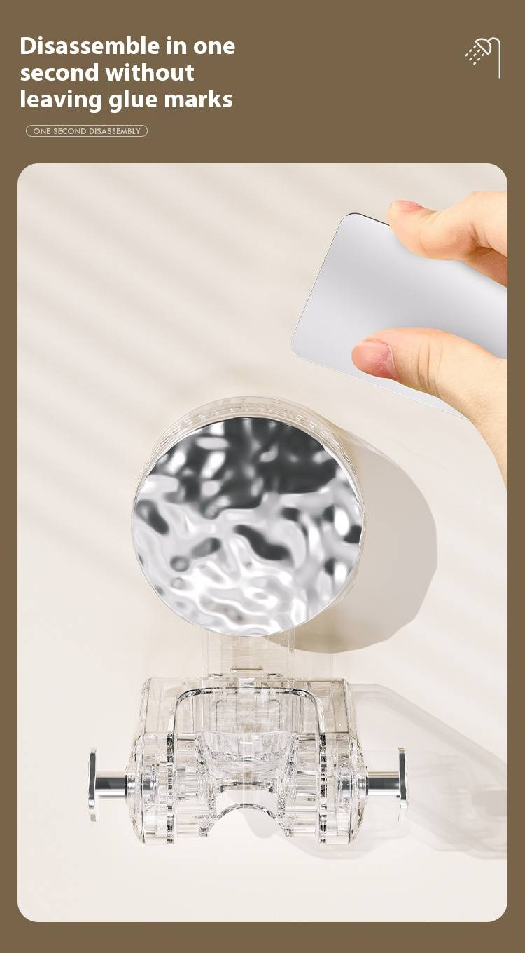 Transparent Suction Cup Shower Head Holder – No Drill, 360° Adjustable, Universal Fit For Bathroom & Kids (Clear/Gray)_voghion.com
