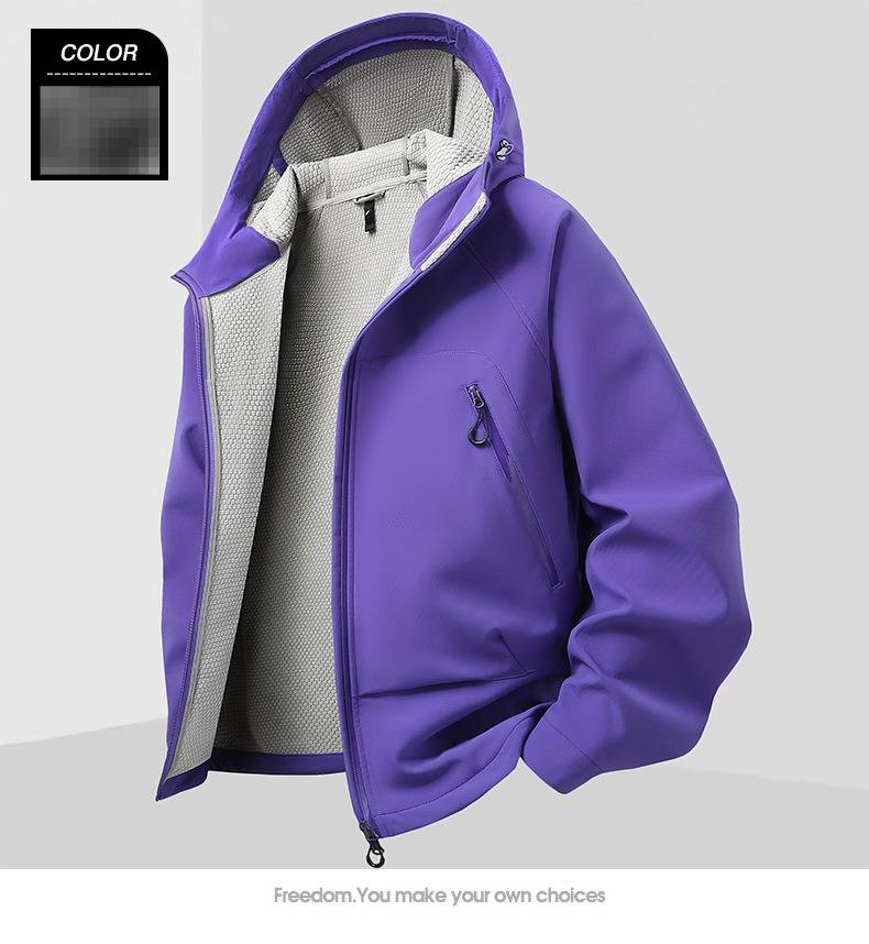Leichte Softshelljacke für Herren und Damen – Winddichte, wasserdichte Outdoor-Sportjacke mit Kapuze zum Wandern, Skifahren, Camping_voghion.com