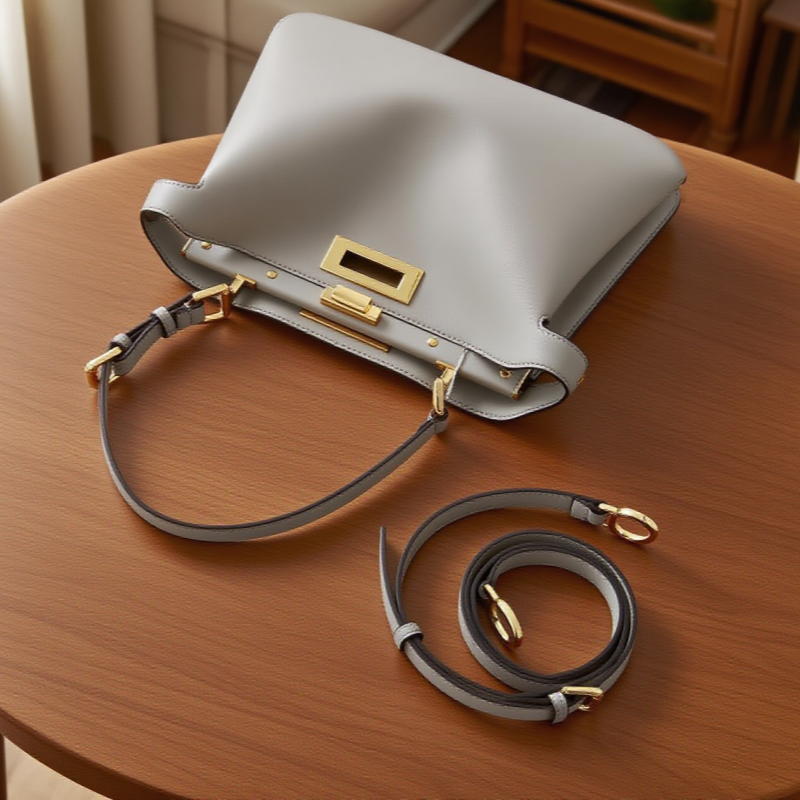 Elegant Boho Chic Cowhide Leather Tote Bag – Luxury Handbag With Gold Hardware For Everyday & Evening Use, Daily Work Bag, Gift Bag For Her_voghion.com