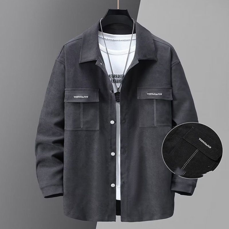 Men's Oversized Casual Jacket – Lightweight Windproof Bomber With Embroidery (Black/Gray, 4XL-11XL, Stretchable Polyester For Big & Tall)_voghion.com