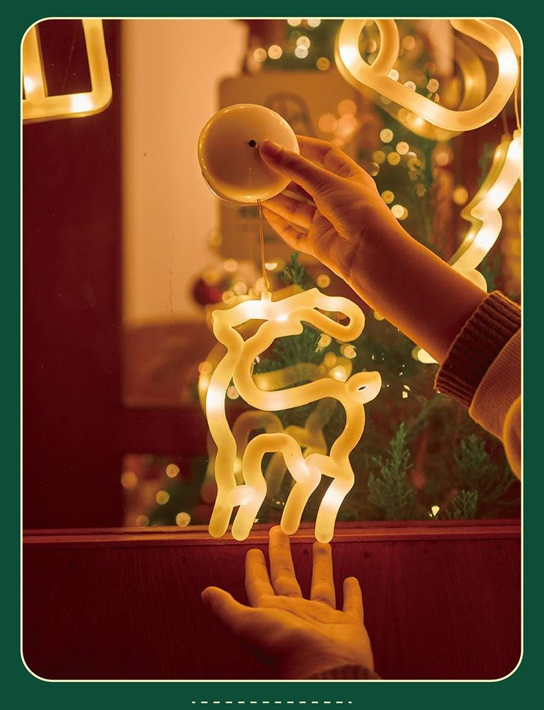 Luces navideñas con ventosa: guirnalda de luces LED a pilas para decoración navideña, en blanco cálido y multicolor._voghion.com