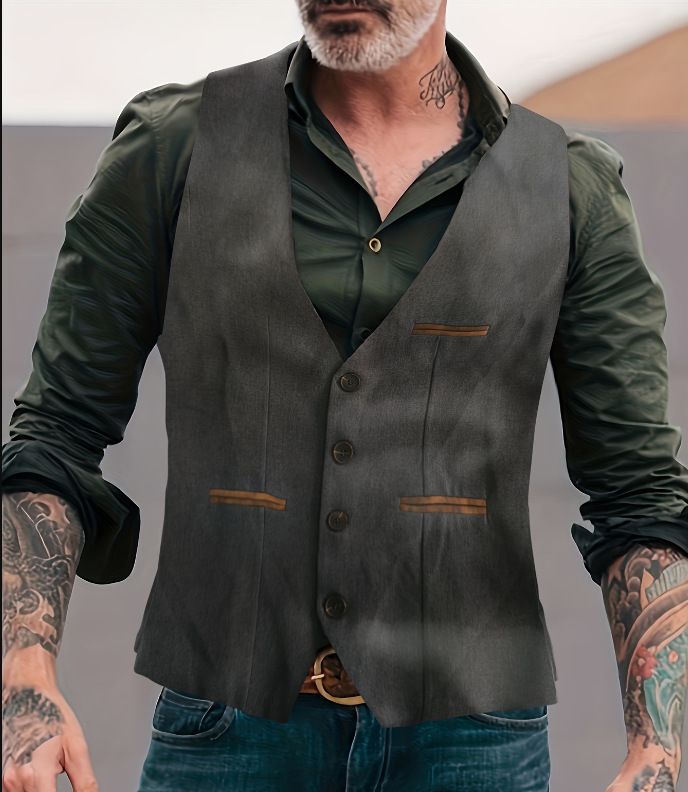Chaleco sin mangas para hombre: estilo europeo y americano, ligero e informal, ideal para otoño e invierno._voghion.com