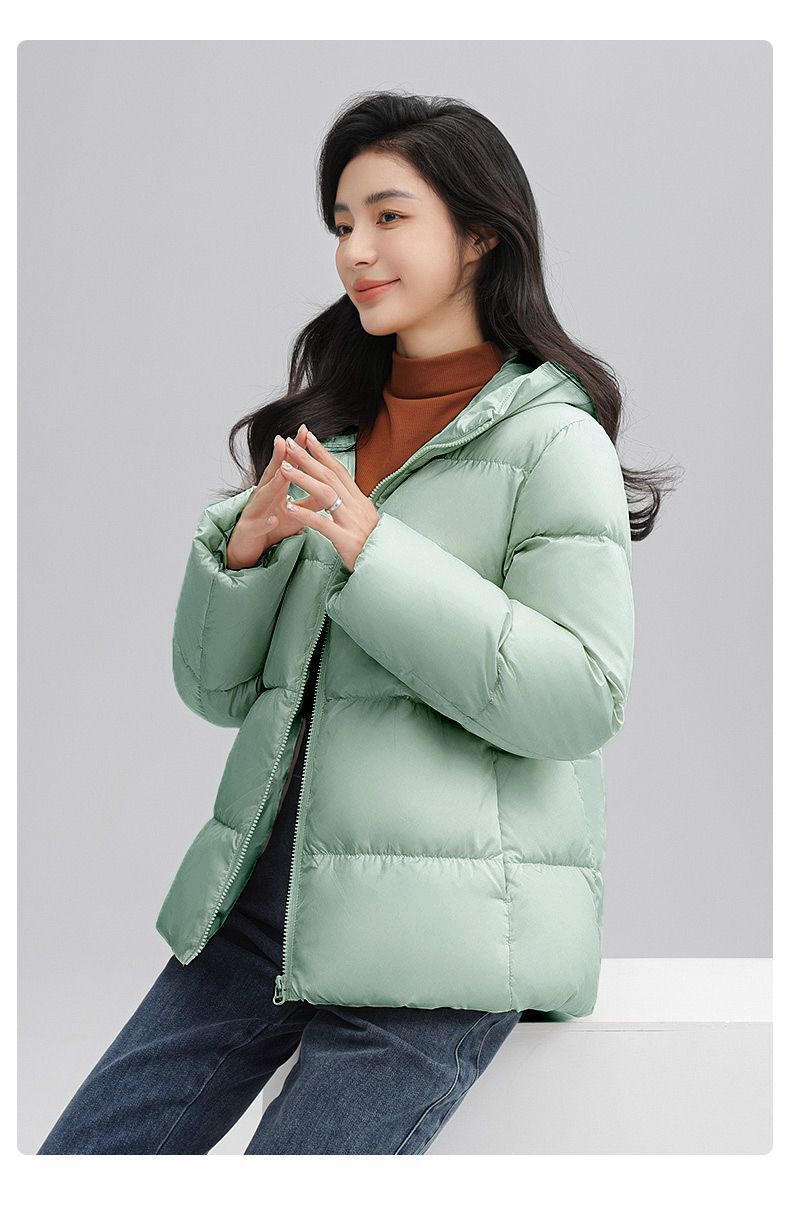 Trendy Cropped Puffer Jacket For Women – 86-90% White Duck Down, Oversized Hooded Design – Lightweight & Warm – M/XL/XXL_voghion.com