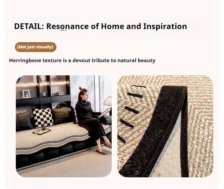 Chenille Wave-Pattern Sofa Cushion – Customizable Non-Slip Seat Pad For Modular Sectionals (Luxury Textured Design)_voghion.com