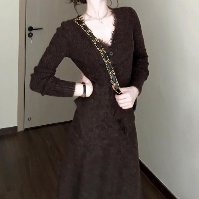 Single/two-piece set, autumn/winter knitted sweater cardigan, unique and chic, small fragrance style, high-end feeling,_voghion.com