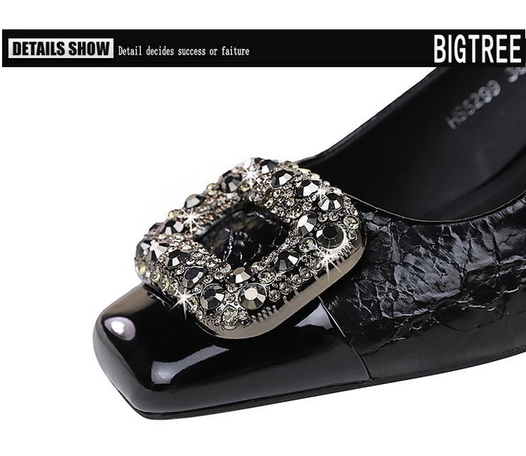 Chaussures simples à talons hauts et boucle en métal brillant pour femme, style fête, couleur unie, tête carrée, bouche légère, 5299-K83_voghion.com