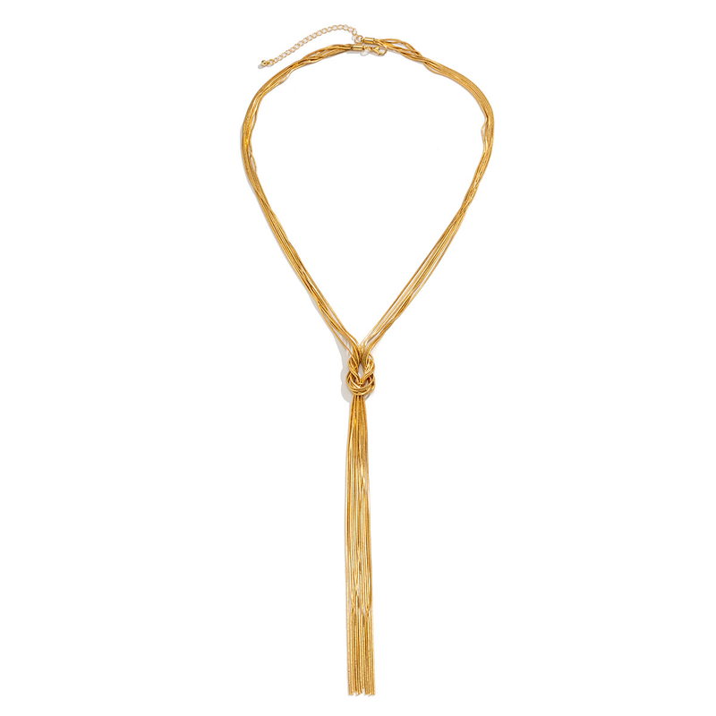 Dames sieraden hiphop metalen wind snake bone chain ketting trend geometrisch lang geweven sleutelbeen ketting_voghion.com