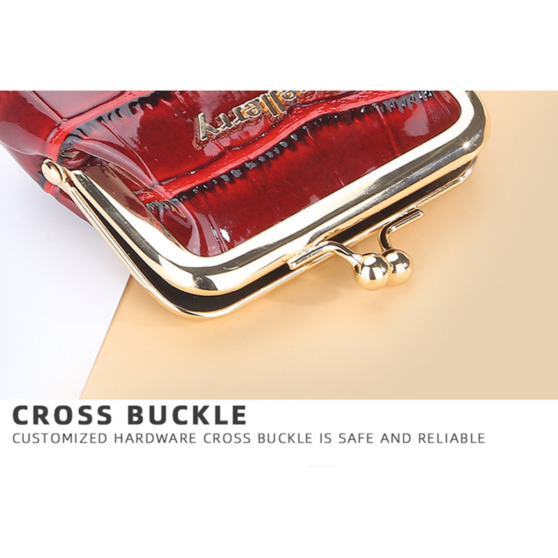 Baellerry New Coin Purse Glossy Crocodile Wallet Metal Clip Buckle Coin Purse_voghion.com