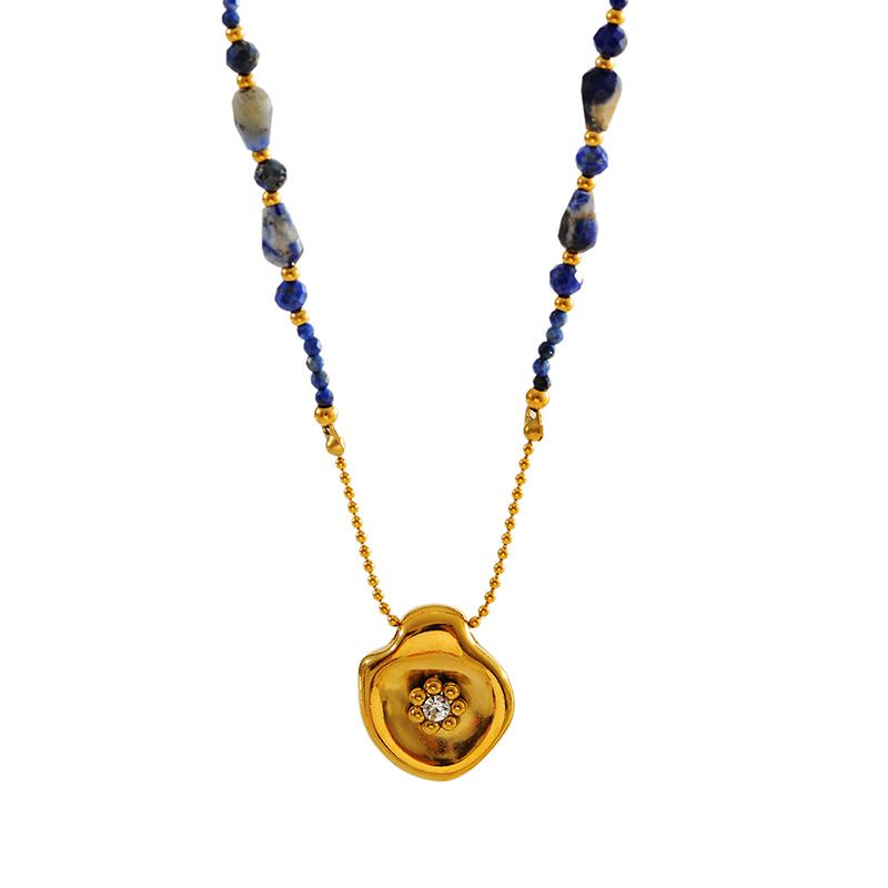 Collana con perline di lapislazzuli naturali, nuova, stile cinese, di alta qualità, con catena per maglioni, stile retrò, tormalina, accessori in pietra naturale per autunno e inverno, per donne._voghion.com