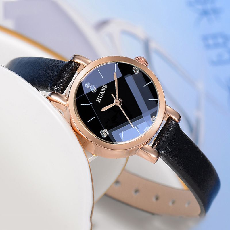 ins stile piccolo quadrante sottile cinturino in PU orologio al quarzo orologio da studente orologio da donna set regalo_voghion.com