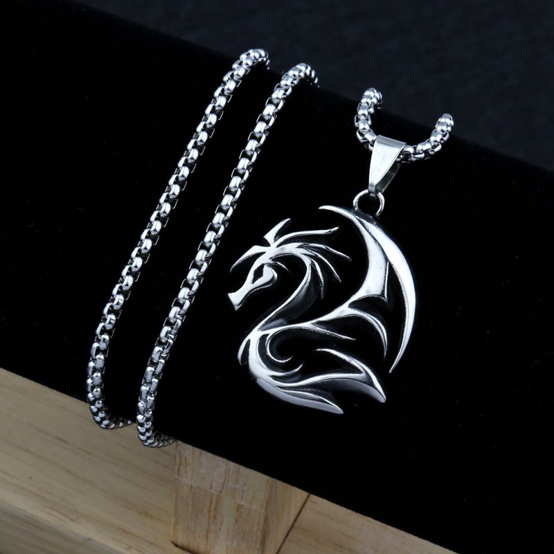 Necklace Men's Jewelry Fashion Exquisite Titanium Personalized Flying Dragon Pendant_voghion.com