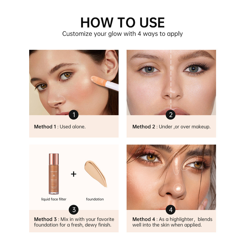 Body Glow Shimmer Halo Glow Liquid Filter - Erzielen Sie ein natürlich glänzendes Finish mit diesem leichten, mischbaren und seidig glatten Cream Face Illuminator M_voghion.com
