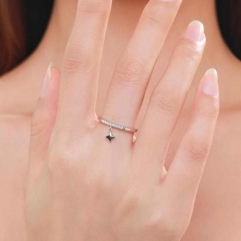 Tancise Classic Zircon Silver Ring Naisten Korut Häät Promise Juhlalahja_voghion.com