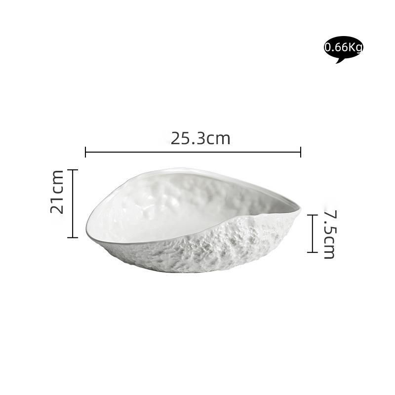 Rock Pattern Shell High-end Huishoudelijk Keramiek 2025 New Light Luxe Grote Gestoomde Vissoep Bord Hotel Servies_voghion.com