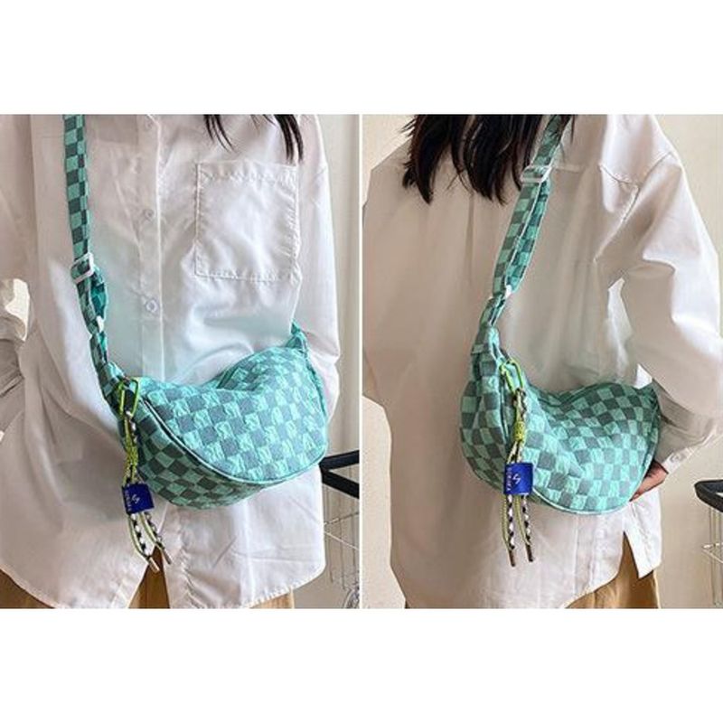 Checkered Dumpling Bun Women's Bag 2024 New Korean Small Form Design Fashionable and Versatile One Shoulder Crossbody Bag_voghion.com