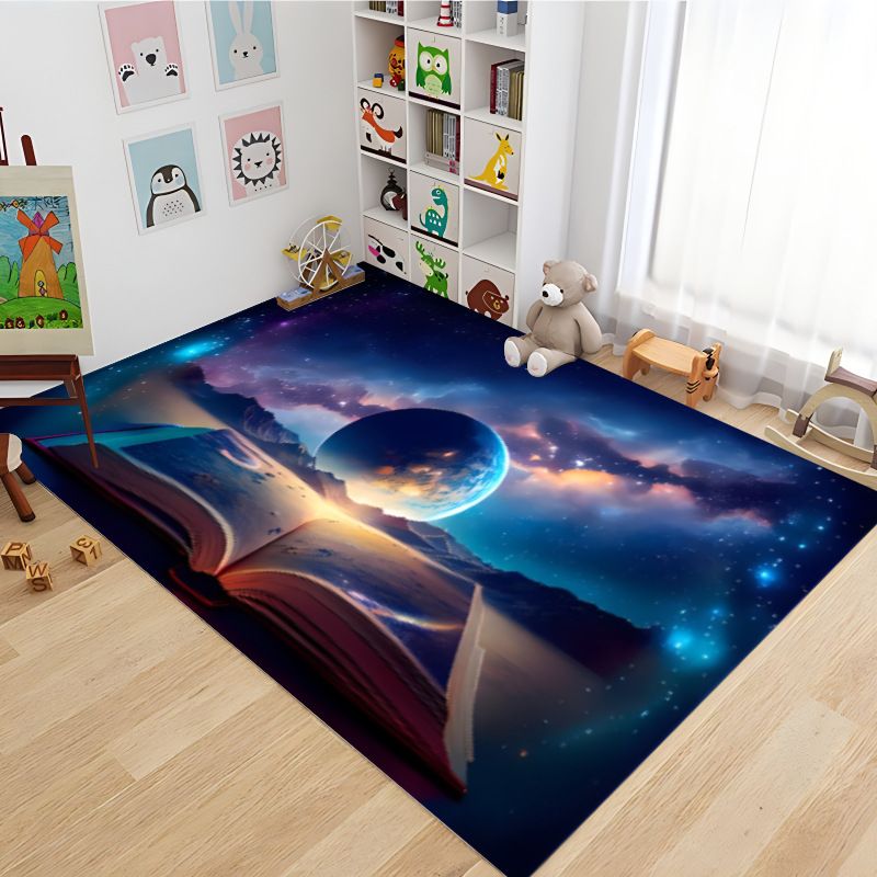 Cosmic Adventure Kinderteppich – Weicher Spielzimmerteppich mit Astronauten- und Sternendruck – Rutschfeste Kinderzimmermatte für Schlafzimmer und Wohnzimmer_voghion.com