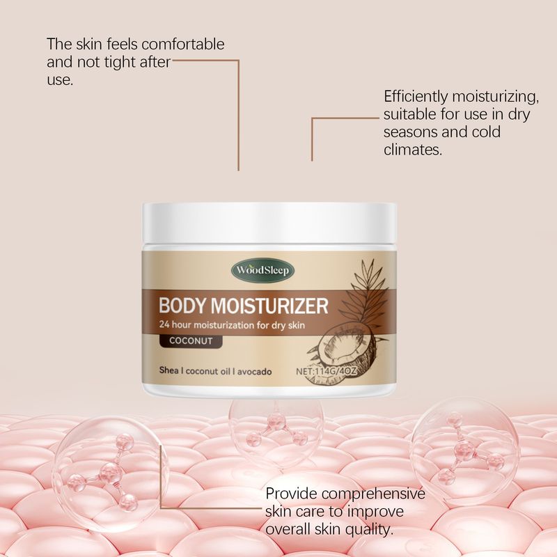 Crème hydratante au beurre corporel au goût de noix de coco, crème hydratante douce et lisse pour la peau du corps_voghion.com