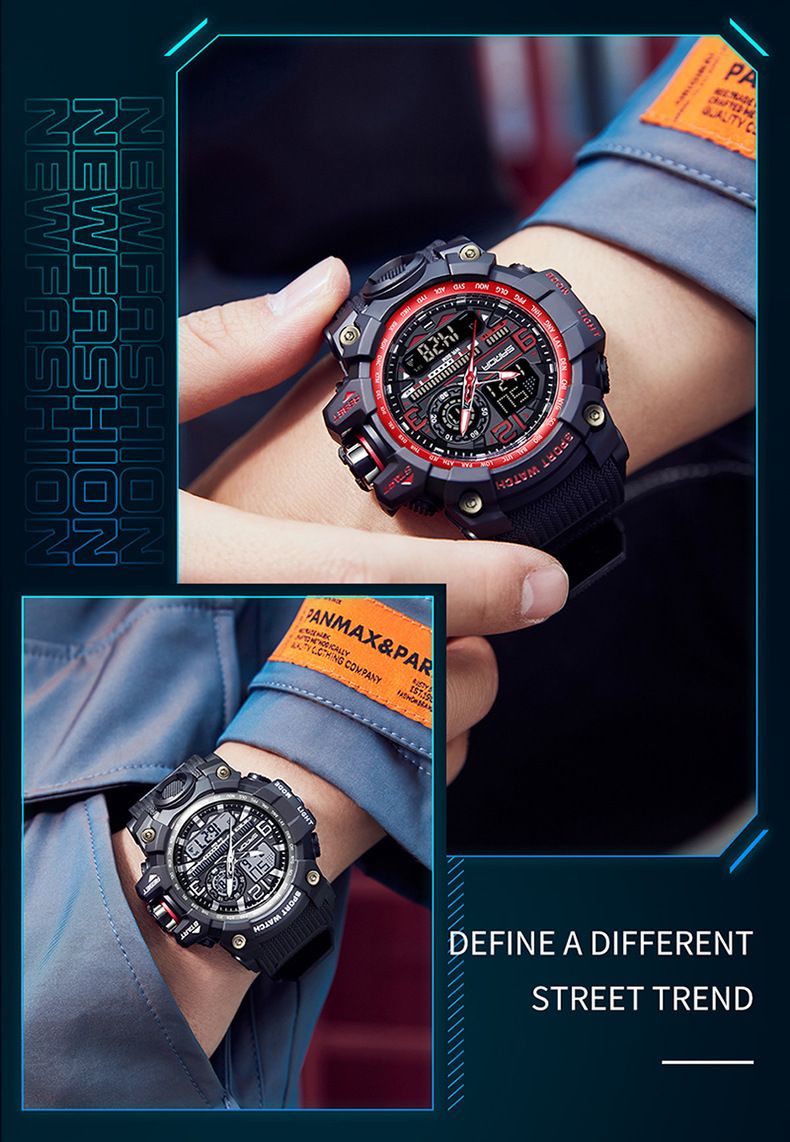 Trendy Digital Sports Watch For Men & Students - Waterproof, Multifunction, LED Backlight, Stopwatch, Alarm Waterproof Multifunctional Watch_voghion.com
