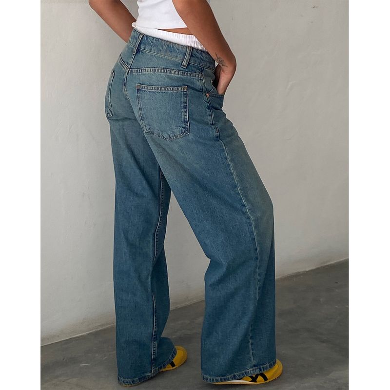Jeans dritti lavati non elastici a vita bassa retrò da donna, pantaloni autunnali in denim a gamba larga da strada_voghion.com