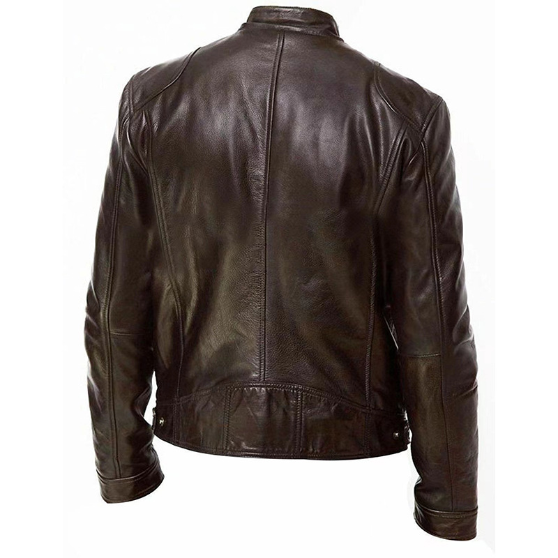 Männer Motorrad Liederjacket Slim Fit Kuerzmantel Revers PU Jacken Fréijoer Neie Zipper Stand Windproof Lieder Mantel Männer Kleeder_voghion.com