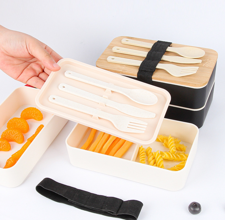 Wheat Straw Portable Lunch Box Office Worker Student Large Capacity Sealed Double Layer Bento Box Lunch Box Lunch Box_voghion.com