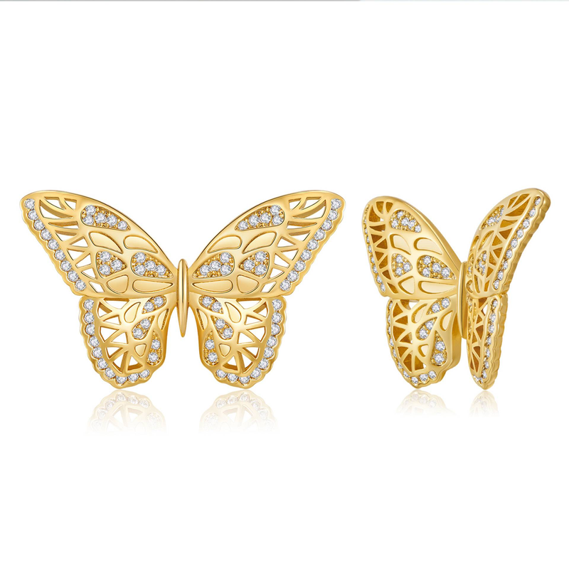 Übertrieben nische design hohl schmetterling ohrringe intarsien mit zirkon licht luxus high-end-frauen ohrring zubehör_voghion.com