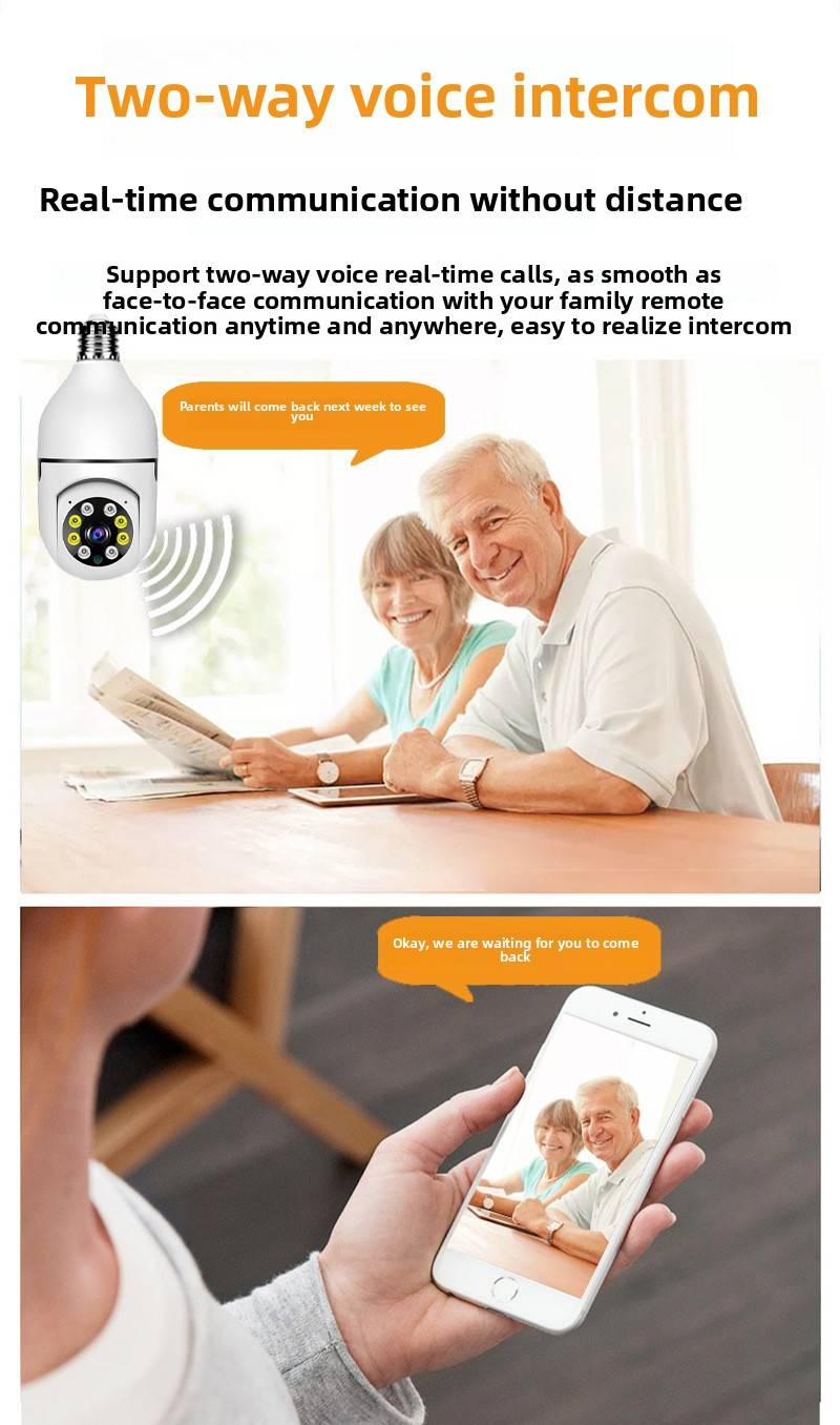 Slimme 360°-lampcamera - 3K HD-kleurennachtzicht AI-mensdetectie Geen bedrading nodig Lampfitting_voghion.com