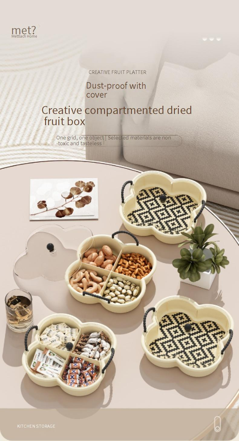 Vassoio per snack in plastica – Portafrutta e caramelle multi-scomparto per tavolino da salotto (portafrutta resistente e leggero)_voghion.com