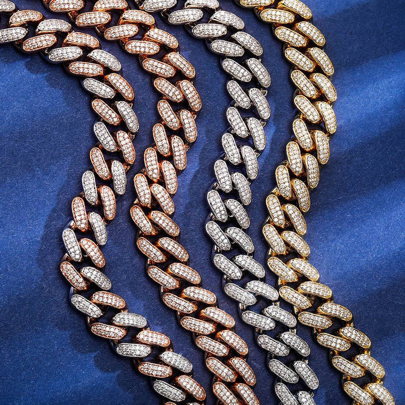 Jewelry & Accessories 16mm Spring Clasp Cuban Link Chain With 3D Hip Hop Design - Full CZ Stones, Unisex Fashion Jewelry (Multiple Colors & Lengths)_voghion.com