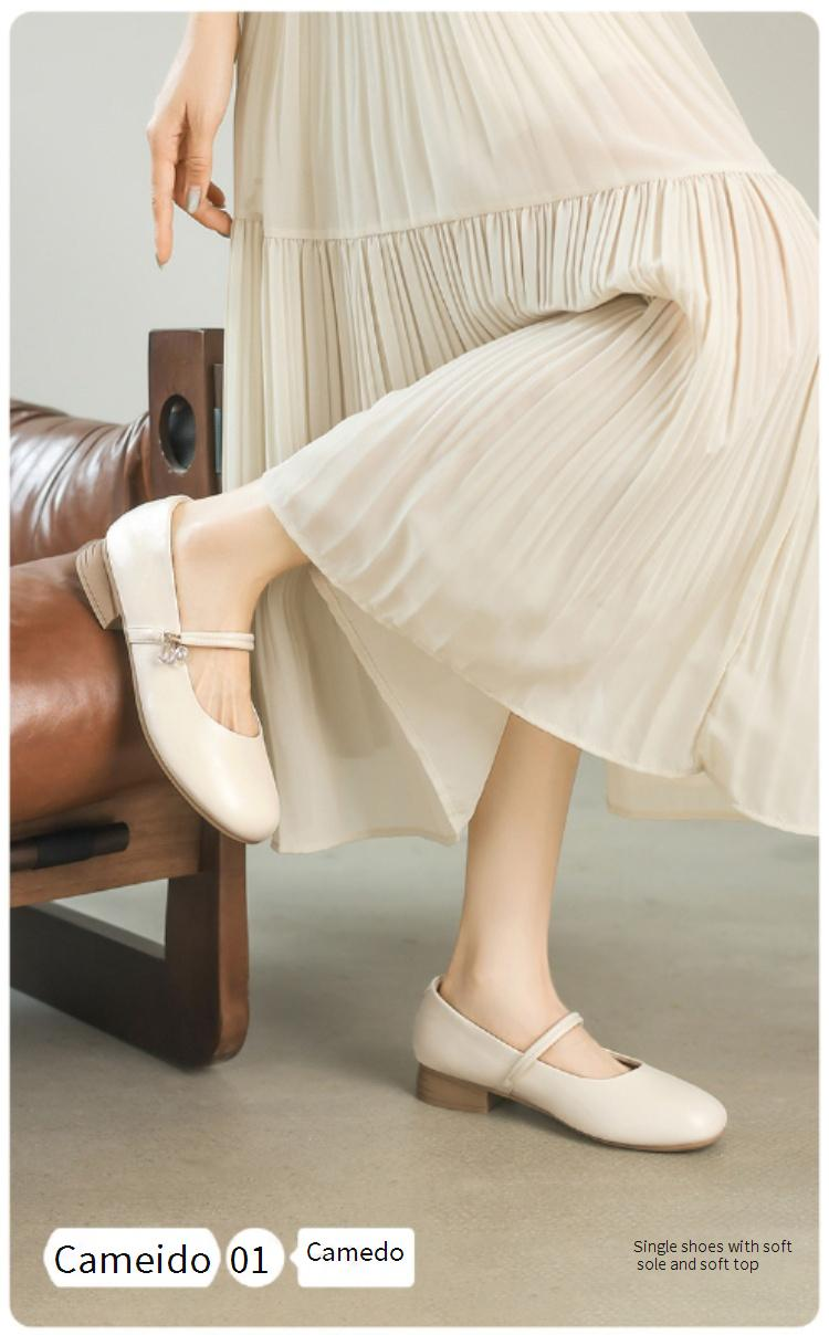 【Weiche Sohle und weiches Obermaterial】 Cameido Mary-Jane-Schuhe mit runder Spitze für Mädchen, 2025 Herbst-Einzelschuhe mit Knöchelriemen und niedrigem Absatz_voghion.com