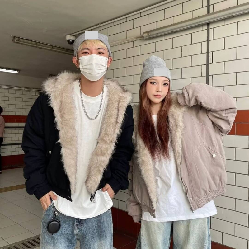 Giacca unisex con cappuccio e fodera in sherpa Cleanfit - Cappotto invernale in pile caldo con vestibilità oversize per abbigliamento streetwear e casual_voghion.com