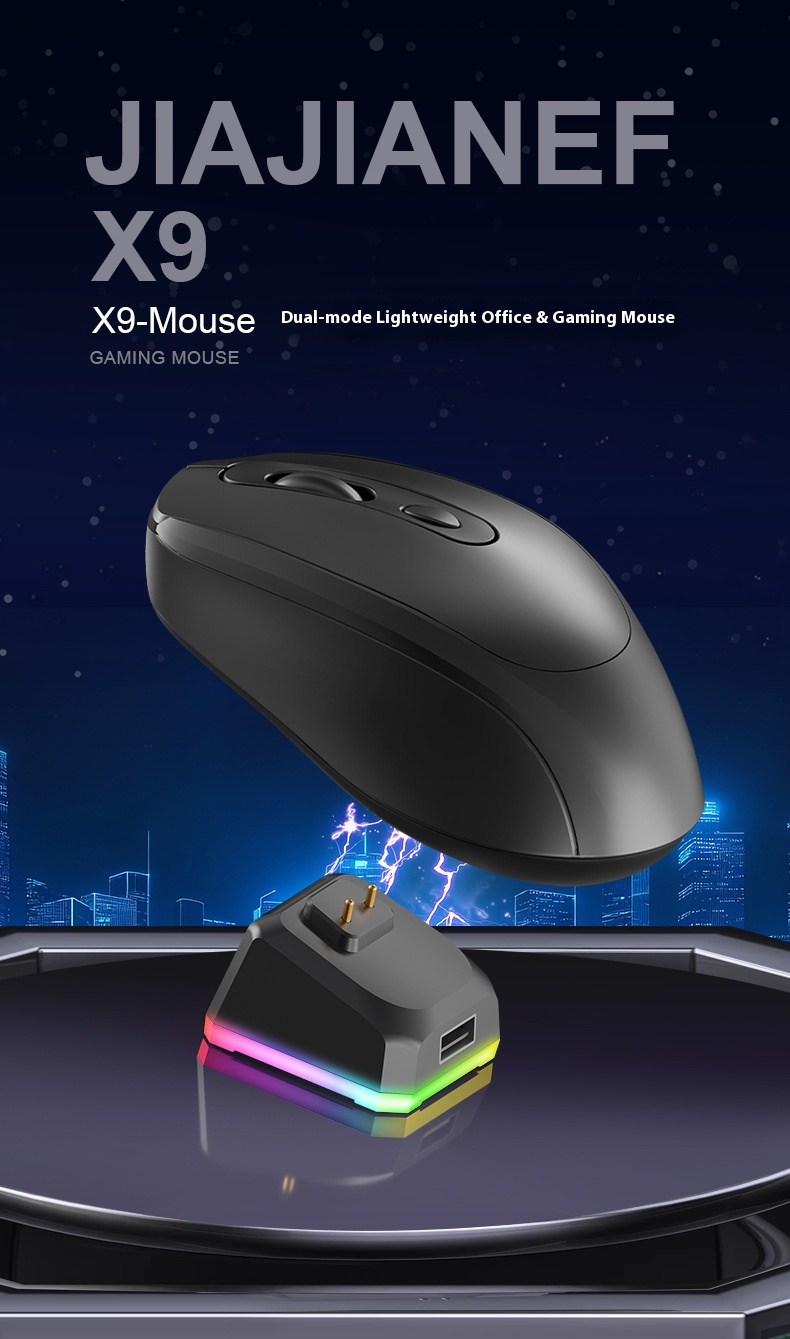 Souris sans fil RGB – Bluetooth et double mode 2,4 GHz, souris de jeu 4 boutons, légère 80 g, 6 options de couleurs avec station de charge_voghion.com