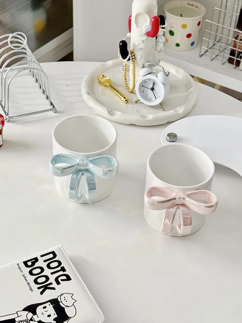 Three Dimensional Bow Cup, Mug, Electroplated Ceramic Cup_voghion.com