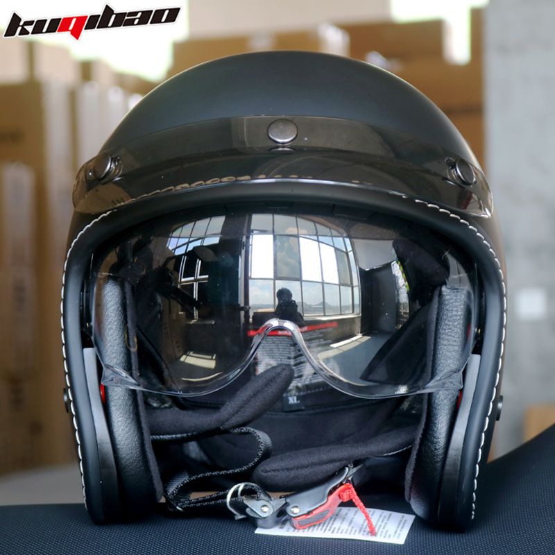 Motorrad-Halbhelm im Vintage-Stil mit Bluetooth-Gegensprechanlage und 3C-Zertifizierung – leichte ABS-Schale, verstellbare Passform für Männer und Frauen_voghion.com