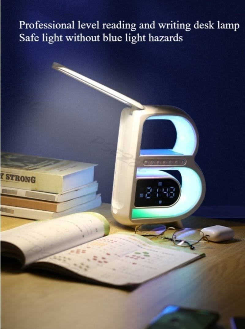 Altavoz Bluetooth de gran valor estético, reloj de carga inalámbrica, luz ambiental colorida, subwoofer, sistema de sonido_voghion.com