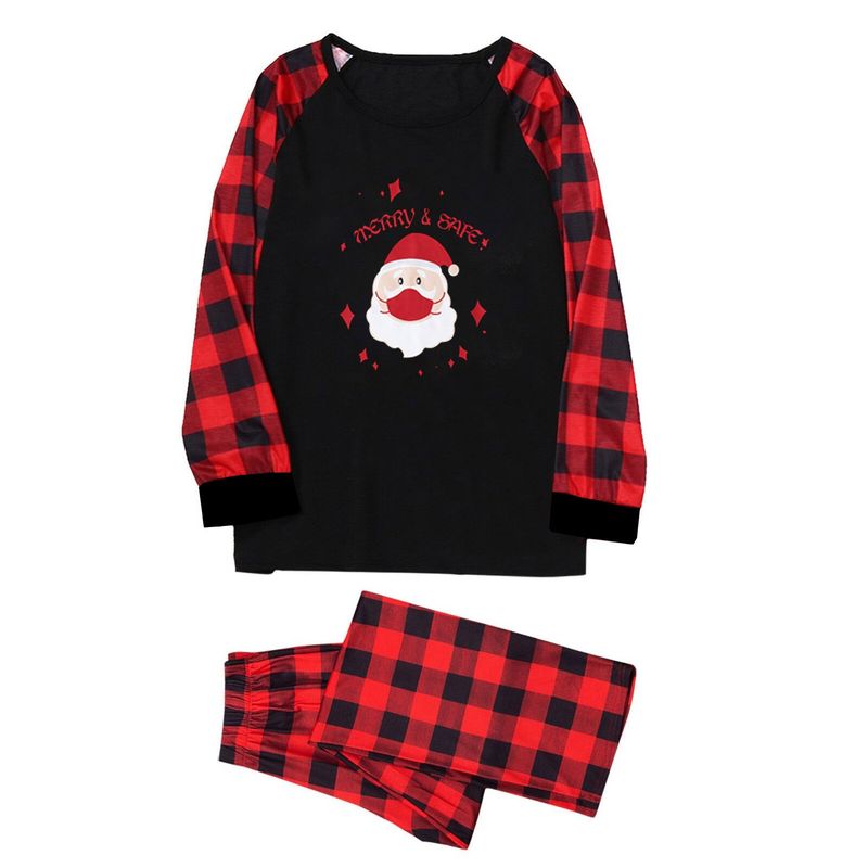 2025 Christmas Parent-child Clothing Long Sleeved Long Pants Checkered Patchwork Printed Home Clothes Christmas Parent-child Clothing Set-Men's Style_voghion.com