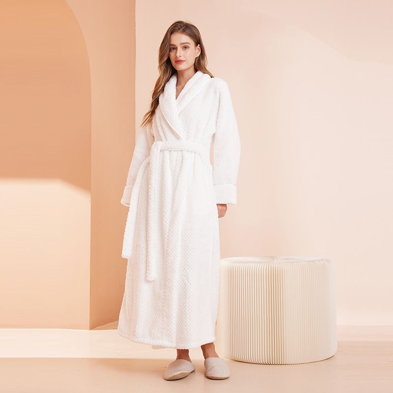 Luxury Couple's Fleece Robe - Ultra Soft & Warm Bathrobe For Women & Men, Winter Long Plush Loungewear With Shawl Collar_voghion.com