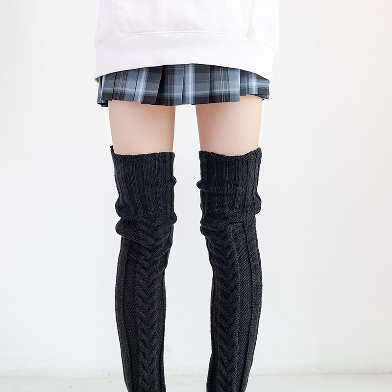 Mohair Over-the-Knee Slouch Long Tube Extended Knitted Wool Socks For Women_voghion.com