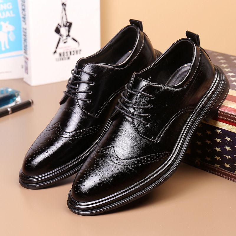 Euro Step 2025 Spring New Large Size British Office Brogue Carved Business Formal Men's Leather Shoes_voghion.com