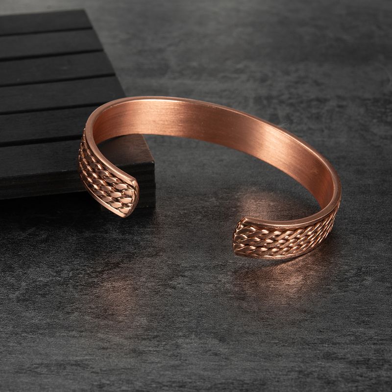 Braccialetto magnetico in rame puro intrecciato per uomo e donna, regolabile, largo 12 mm, con magnete per la terapia magnetica._voghion.com