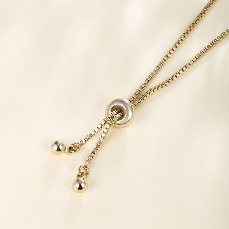 Xuping Simple And Stylish Stretch Box Chain 14k Gold Plated Adjustable Alloy Bracelet For Women_voghion.com