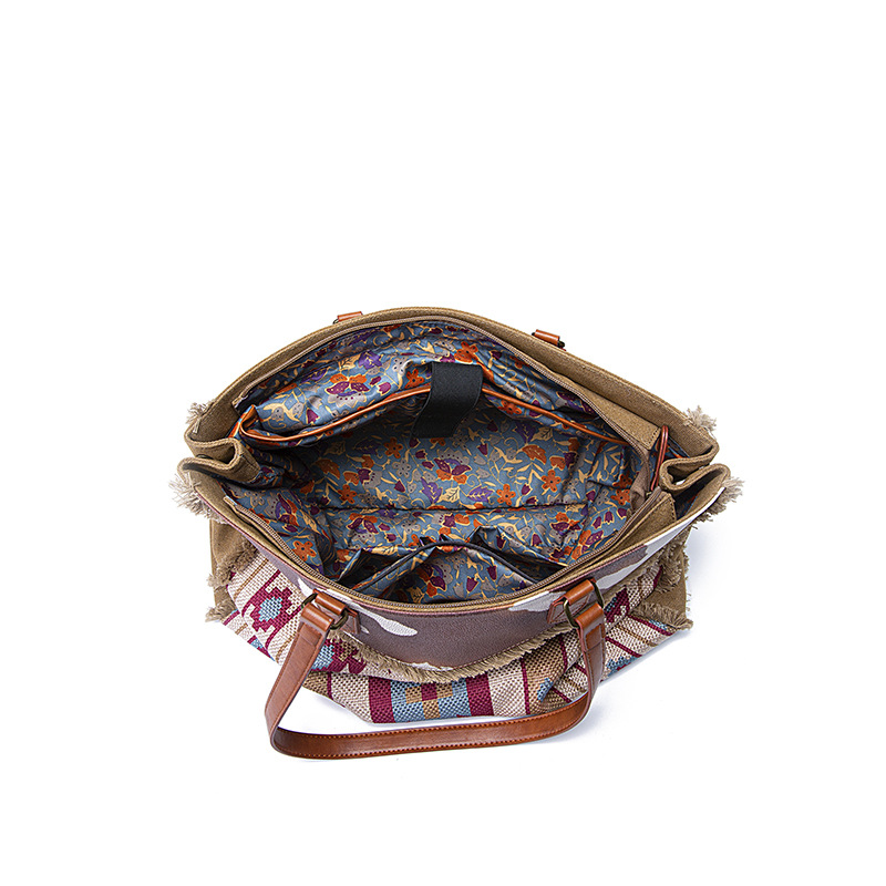Borsa per computer a tracolla monospalla portatile in tela di cotone canapa da viaggio con file A4_voghion.com