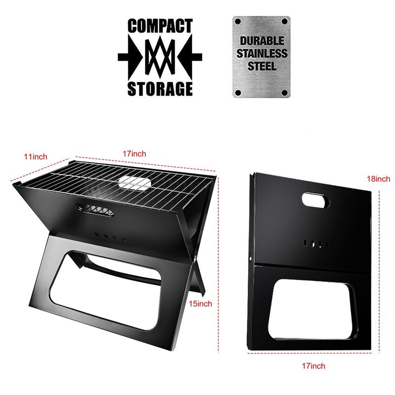 Portable Charcoal Grill - Mini BBQ Grill - Small Table Top Charcoal Grill For Camping, Outdoor Cooking - Foldable Camping Grill For Picnics, Tailgating And Backyard Grilling_voghion.com