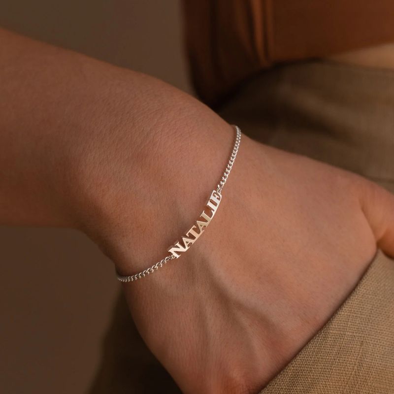 Braccialetto con nome personalizzato, catena cubana fai da te, con lettere inglesi_voghion.com
