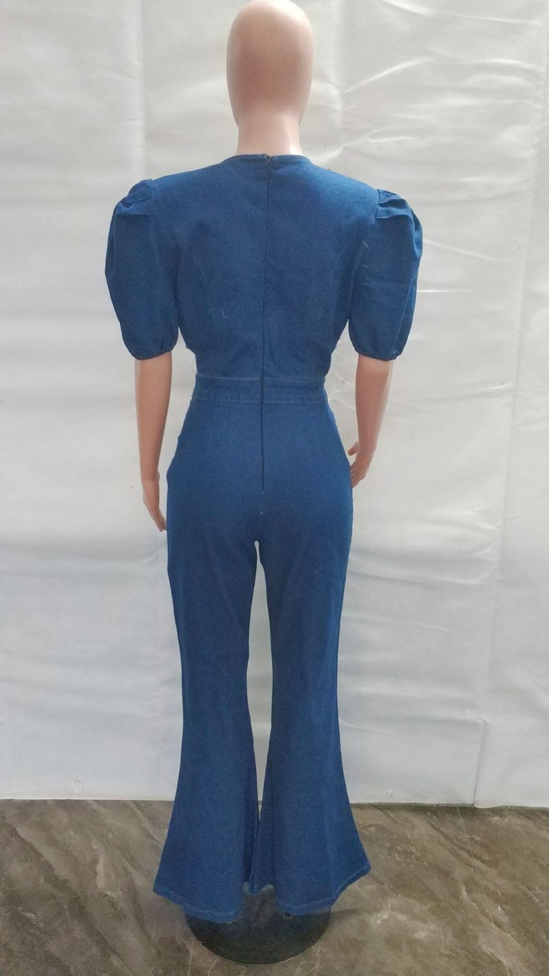 Women's fashion casual sexy denim cutout romper_voghion.com