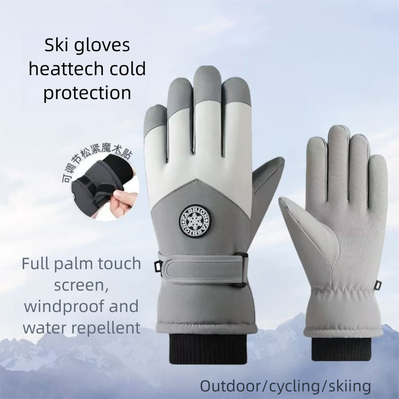 Luvas de ciclismo ao ar livre, à prova de vento, forradas com lã, quentes, resistentes à água e com tela sensível ao toque, para esqui, para homens e mulheres_voghion.com