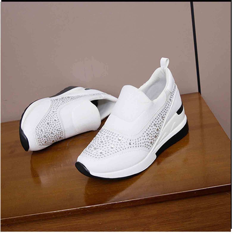 Plus Size Wedge 2023 Spring New Rhinestone Hidden Shoes High Heel Slip-On Casual Sneakers For Women_voghion.com