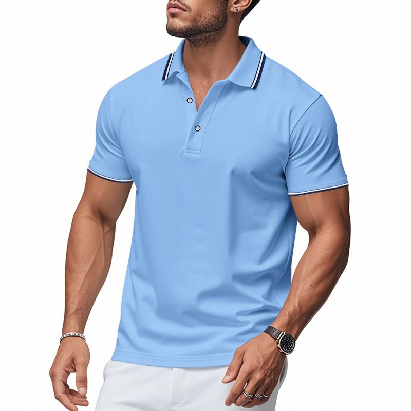 Americké letní pánské síťované límce, jednoduché golfové tričko s krátkým rukávem, rychleschnoucí polokošile pro muže_voghion.com